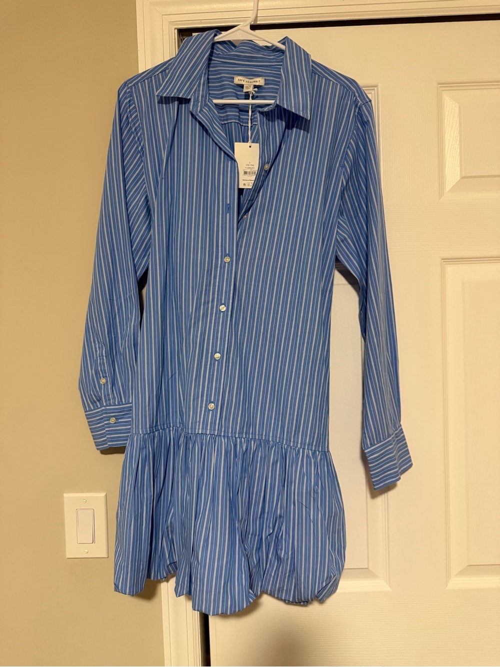Blue Striped Button-Front Shirt Dress for Kids